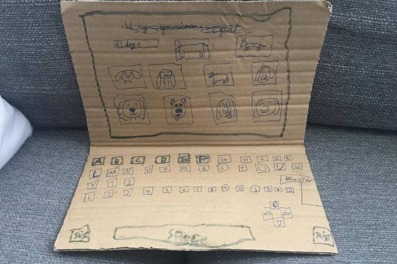 fake computer made of cardboard