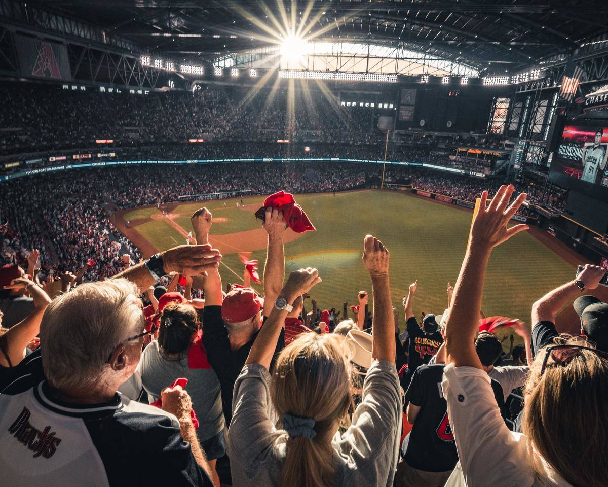 Baseball fans cheer in stadium