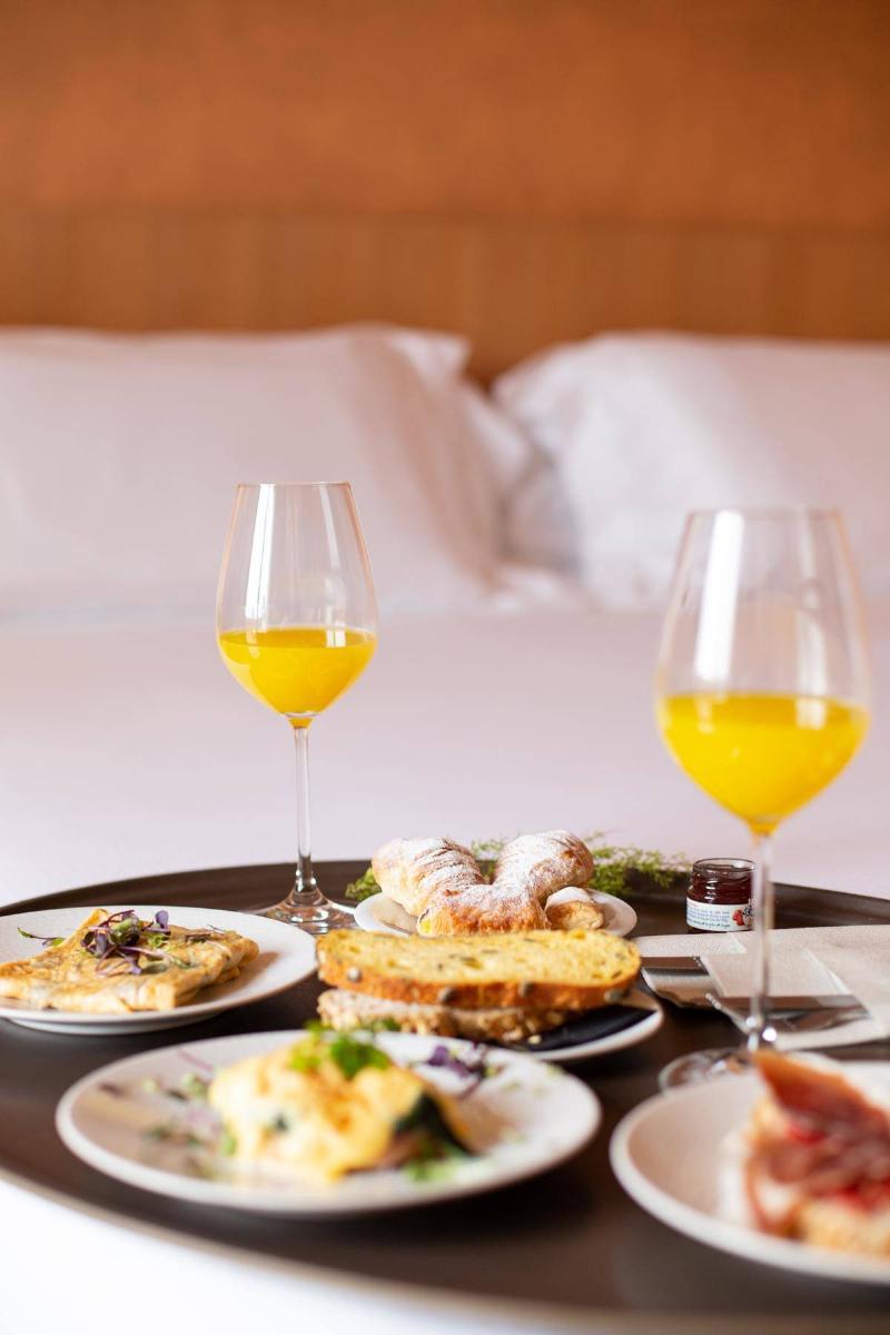 Breakfast in bed from hotel room service