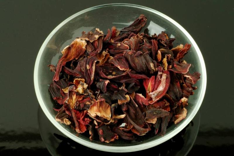 njm-bowl Medicinal Plant and Tea. Dried Blossoms Of Roselle. Hibiscus Sabdariffa