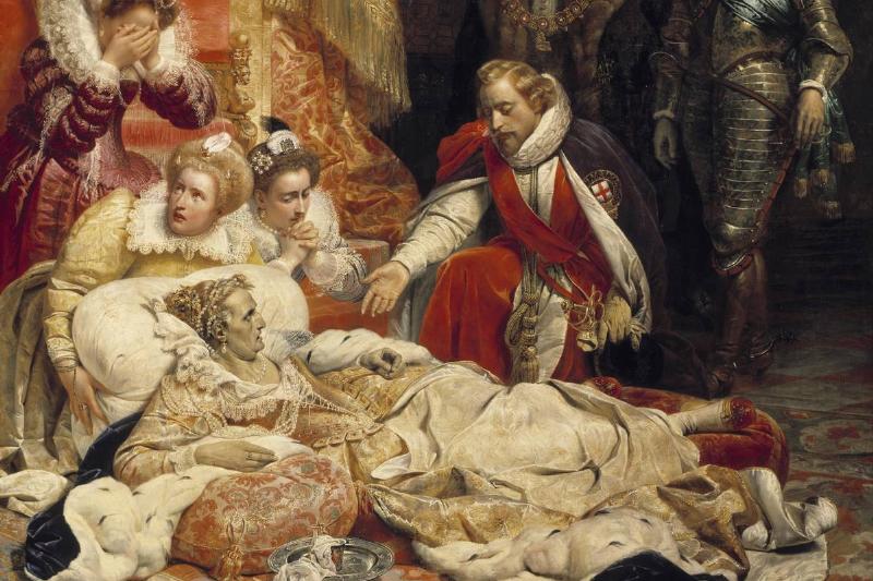 The death of Elizabeth I, Queen of England, in 1603 by Paul Delaroche The death of Elizabeth I, Queen of England, in 1603 by Paul Delaroche