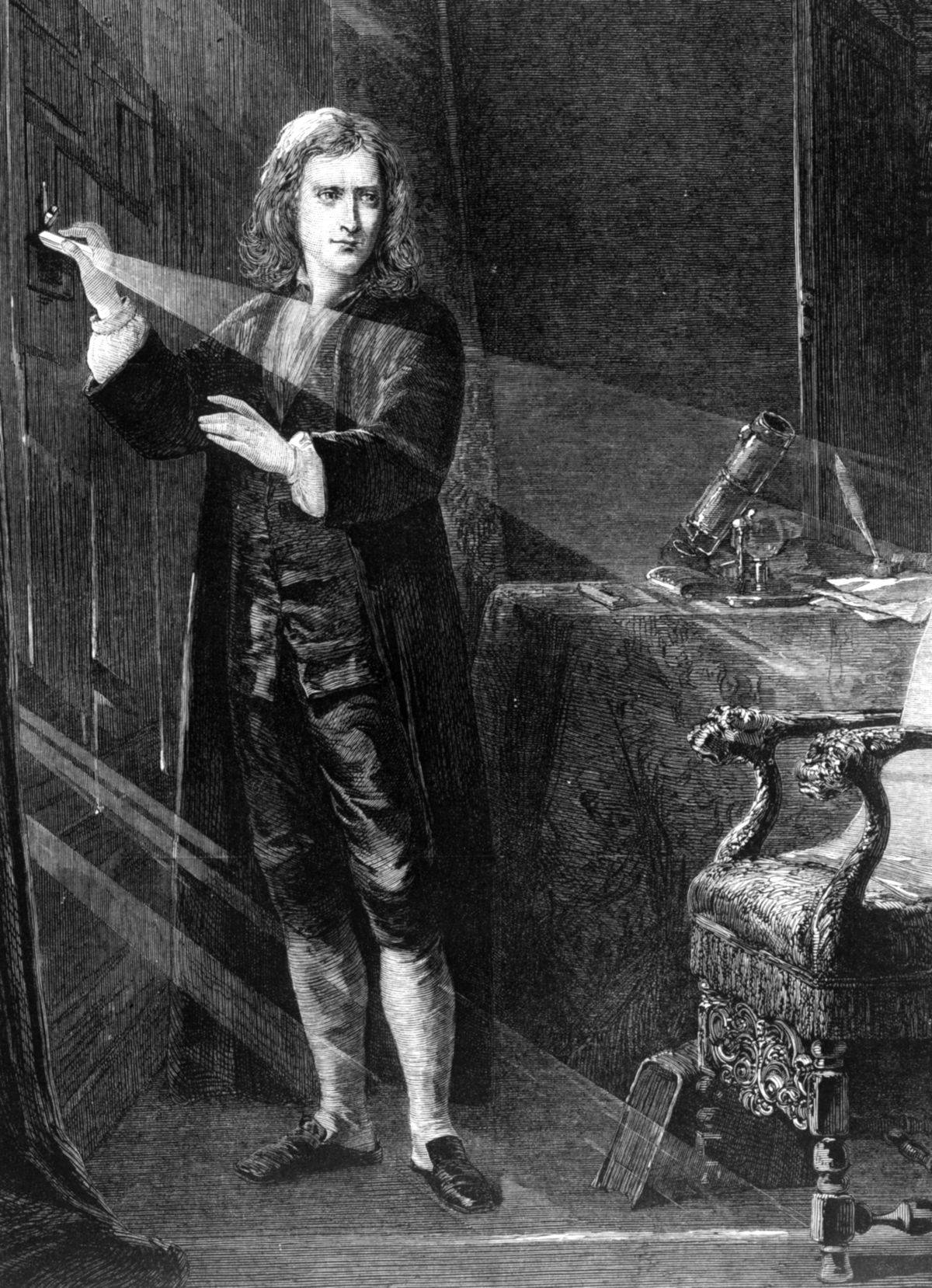 A mathematician examines light shining through a window.