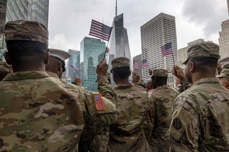 Members Of The Military Are Sworn In As U.S. Citizens In New York City