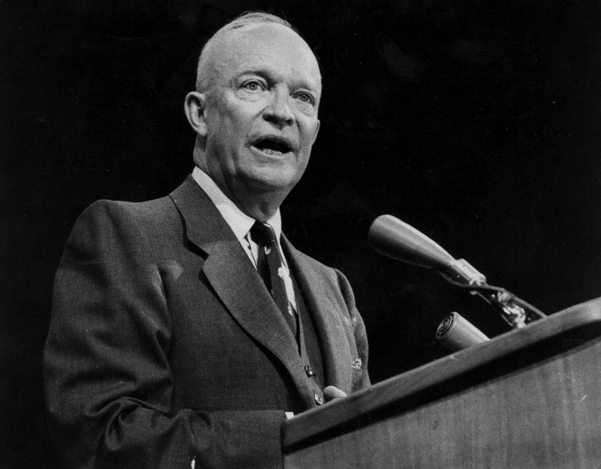 America's 34th president gives a speech.