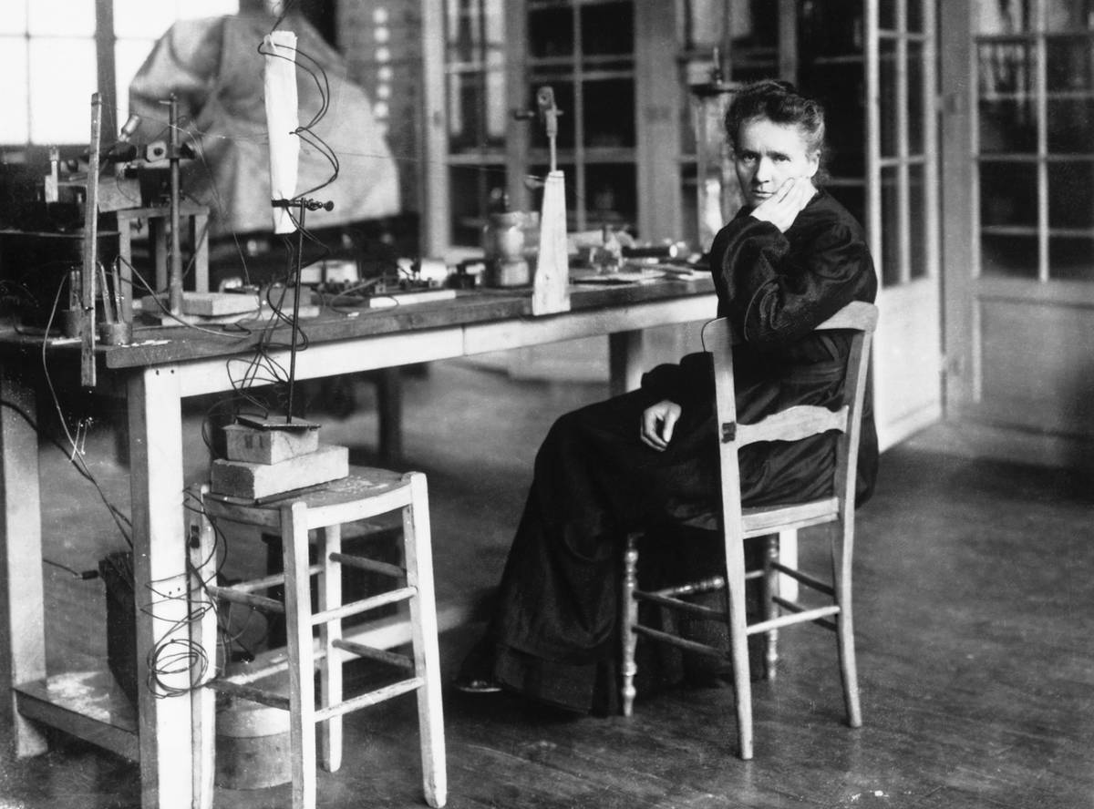 A Polish scientist sits in her laboratory.