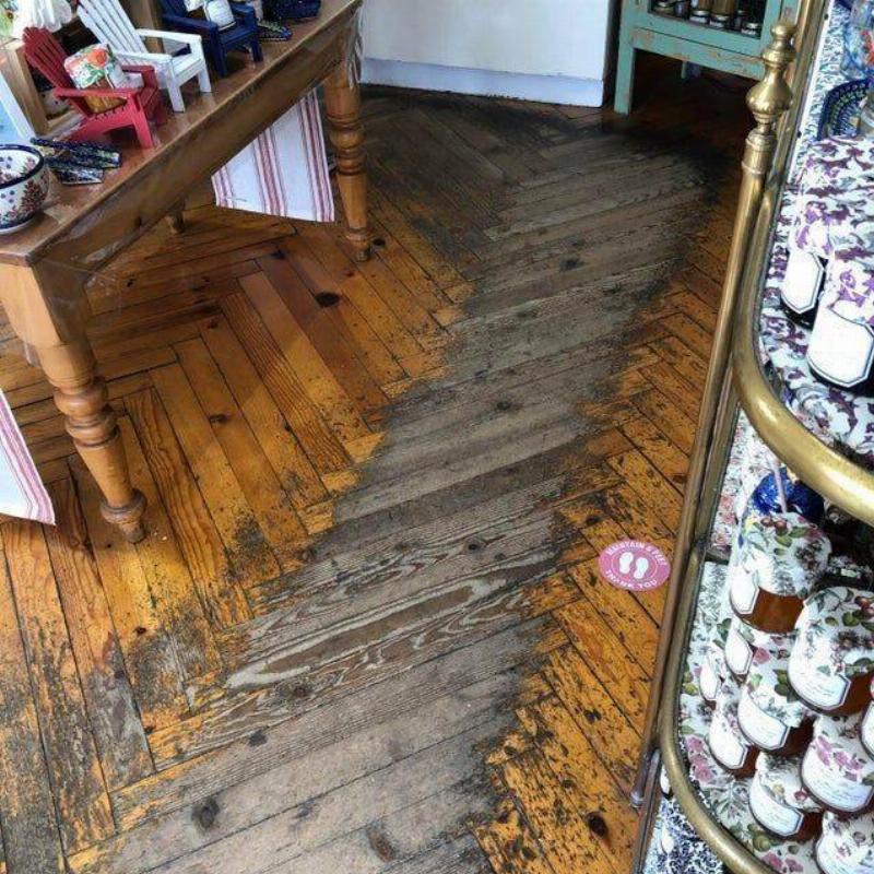 worn down wood floor