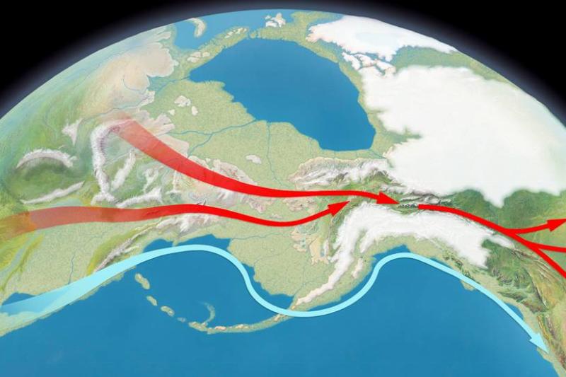 A map shows what Beringia would have looked like, and how humans might have traveled along it.