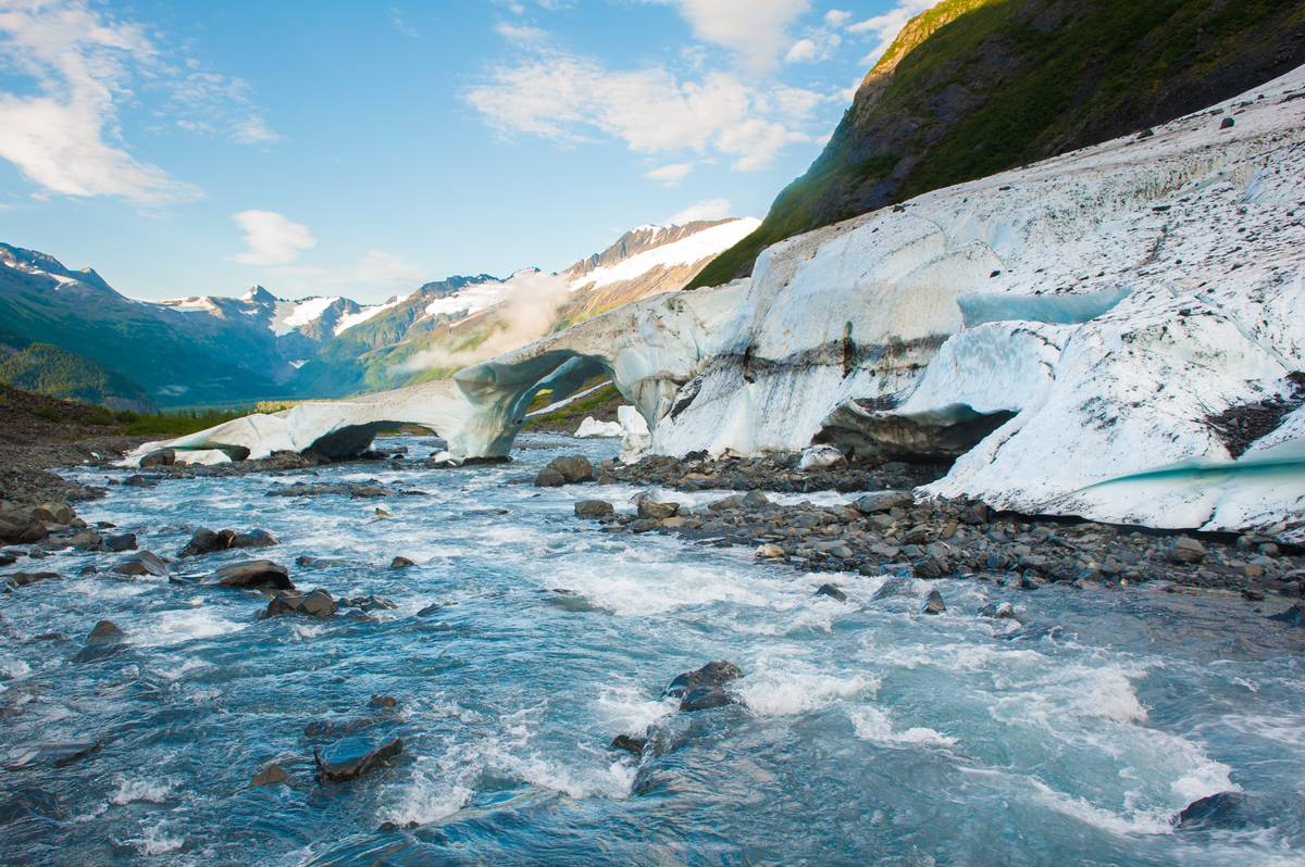 river rapids River rapids rush in Alaska.