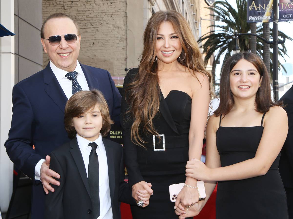 Tommy Mottola with Thalía and their children, Sabrina Sakaë Mottola Sodi and Matthew Alejandro Mottola Sodi attend the ceremony honoring Tommy Mottola with a Star on The Hollywood Walk of Fame held on October 10, 2019 in Hollywood, California