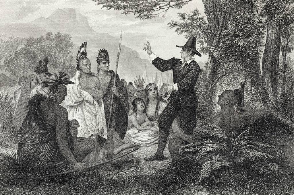 John Eliot preaching to the Algonquian Indians