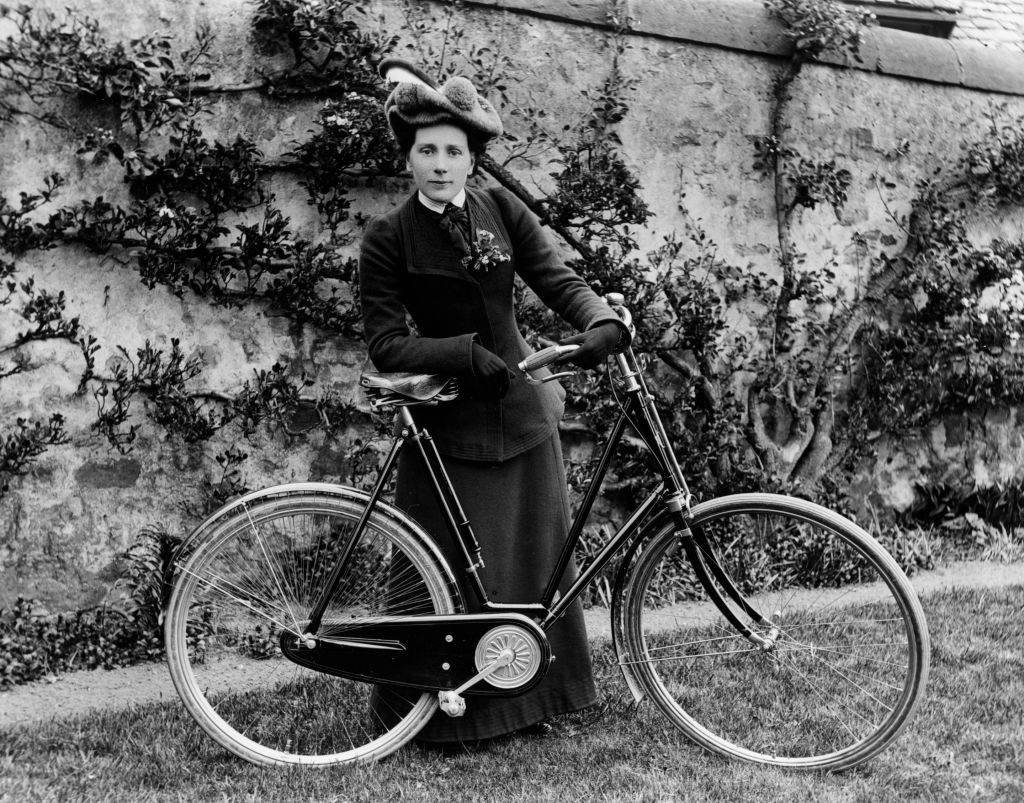 edwardian lady with a bicycle
