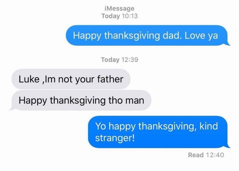 Not Your Father Wrong number text from a son.
