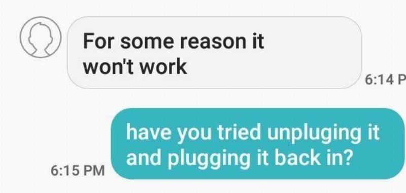 Sound Advice Wrong number text about something not working.