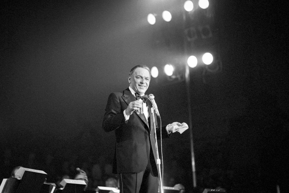 Frank Sinatra performs on stage at Concertgebouw in Amsterdam, Netherlands, 2nd June 1975.