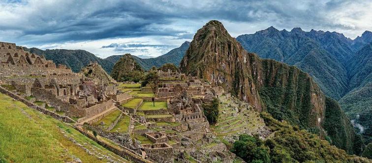 Machu Picchu landscape with clouds overhead