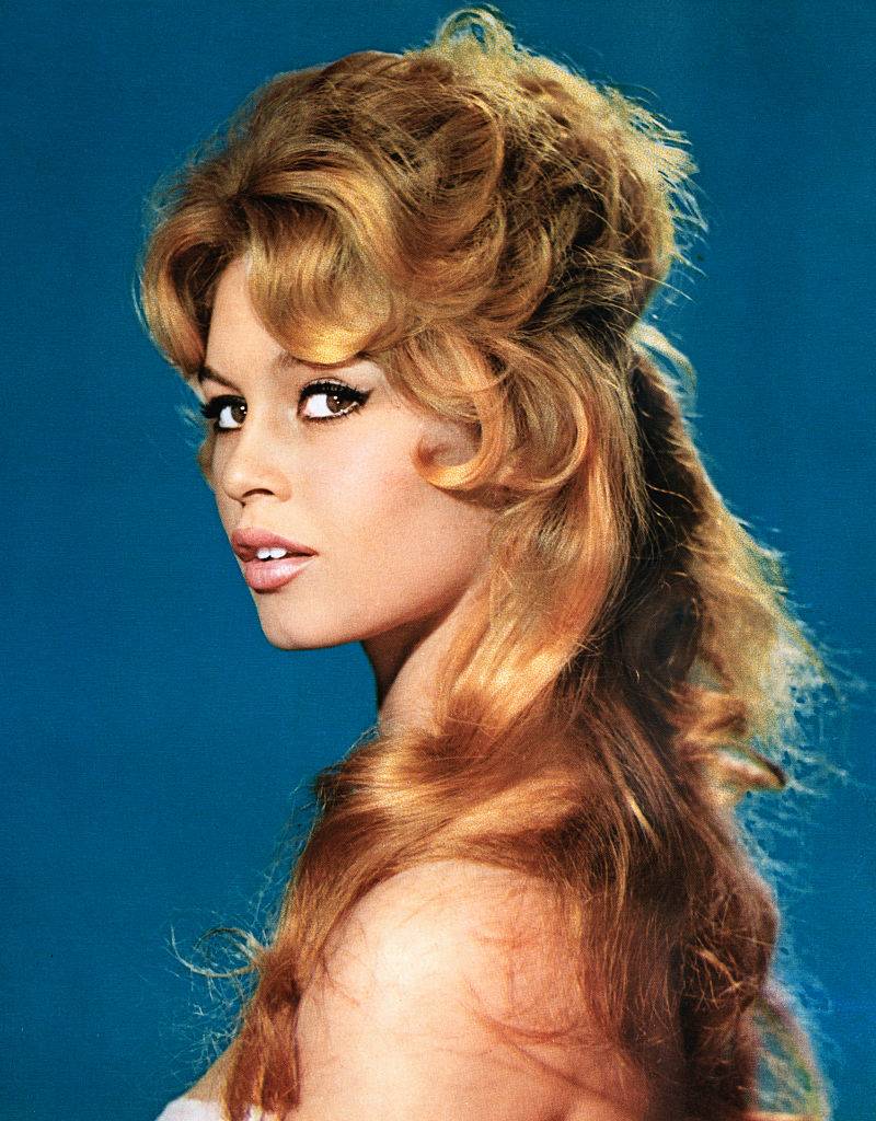 Brigitte Bardot with a blue background