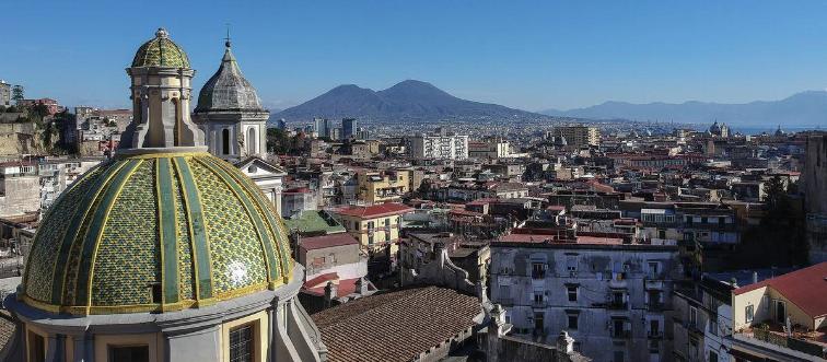 Aerial view of the Sanità quarters in Naples town, Italy