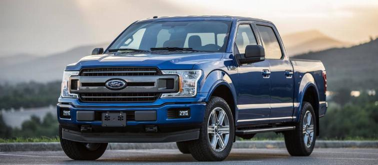 Blue F-150 pickup truck