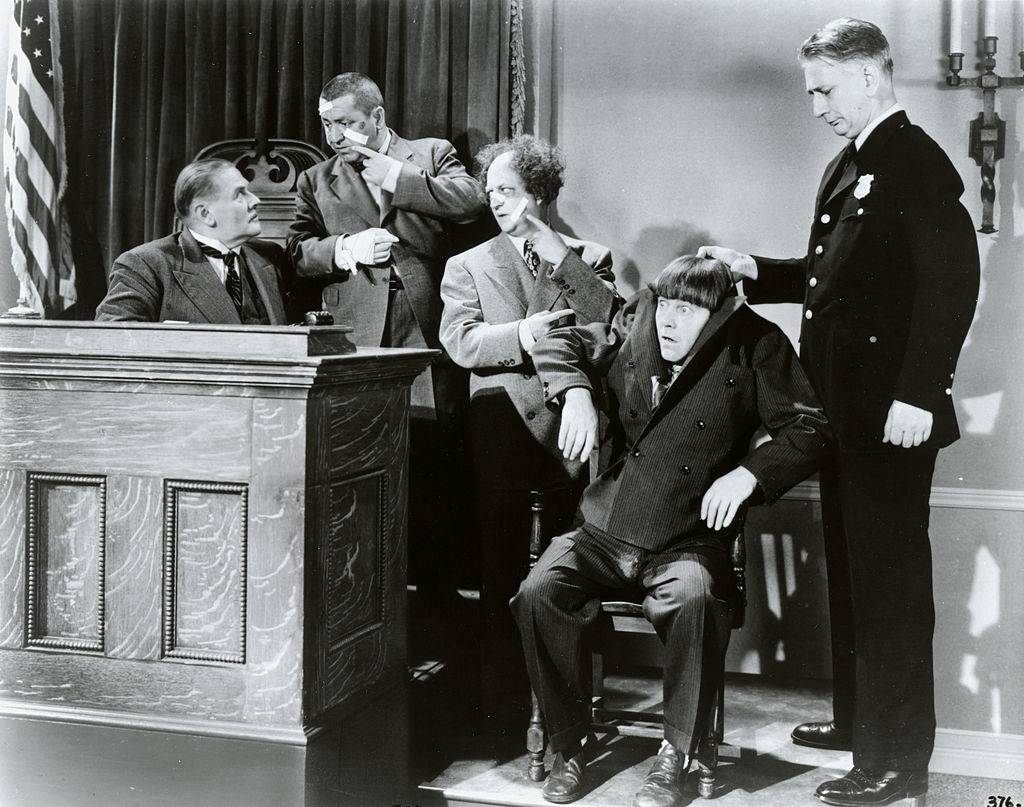 The Three Stooges film a courtroom scene