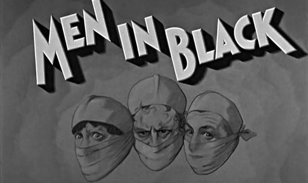 Three Stooges lobby card Men in Black promotional shoot 