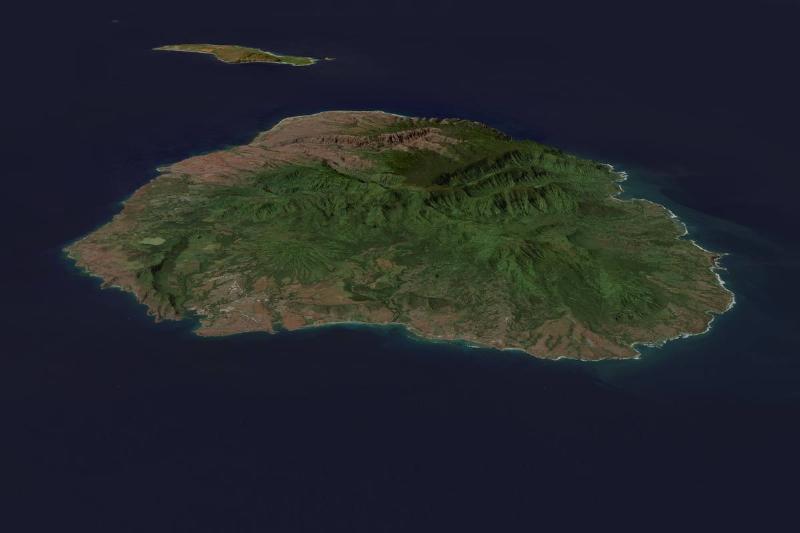 KAUAI, NIIHAU, HAWAII, OCTOBER 3, 2016: This is a rendered 3d visualization of the Hawaii islands of Kauai and Niihau.