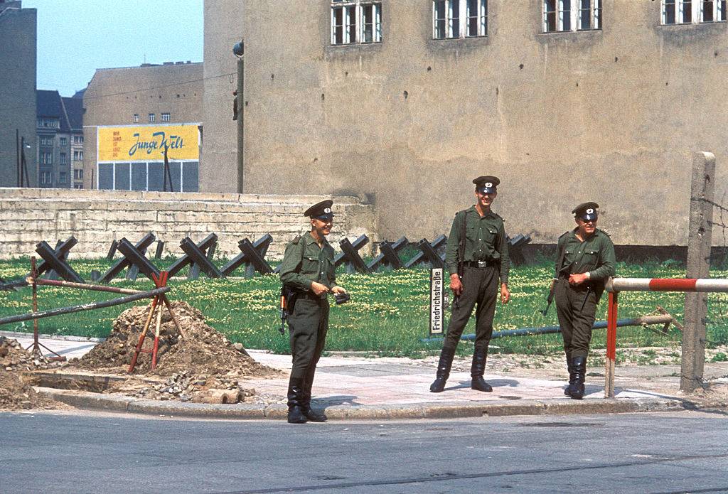 Tank traps and guards of Berlin Wall