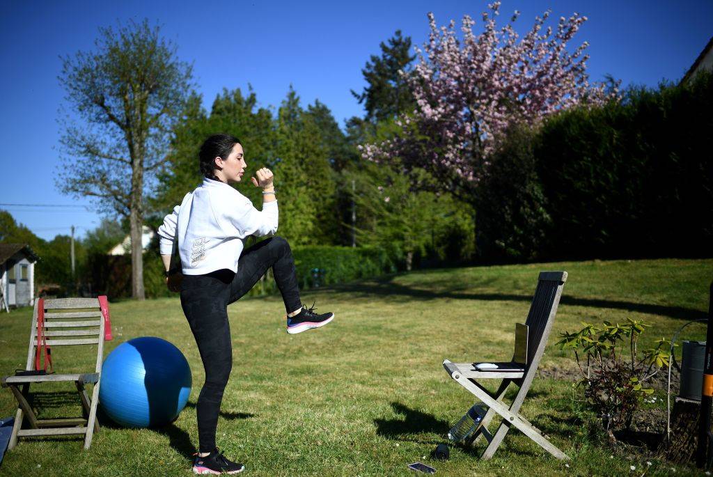 woman doing an exercise outside