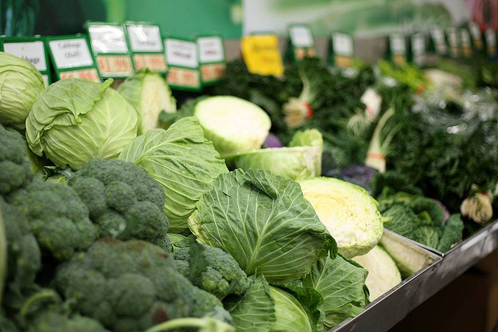 Fresh vegetables are on display