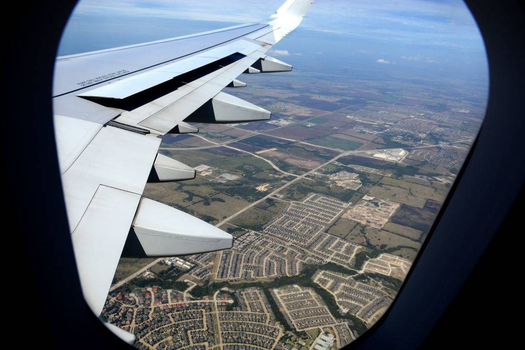 Airplane window view