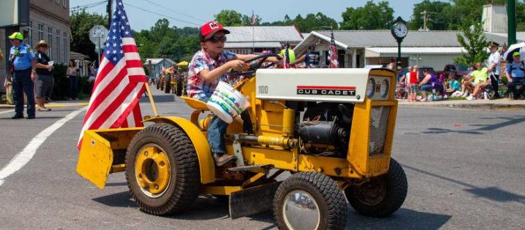 Child driving a tractor