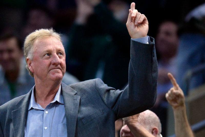 Larry Bird acknowledging crowd in Boston