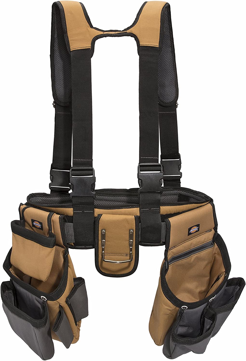 beige and black tool belt with shoulder support harness 