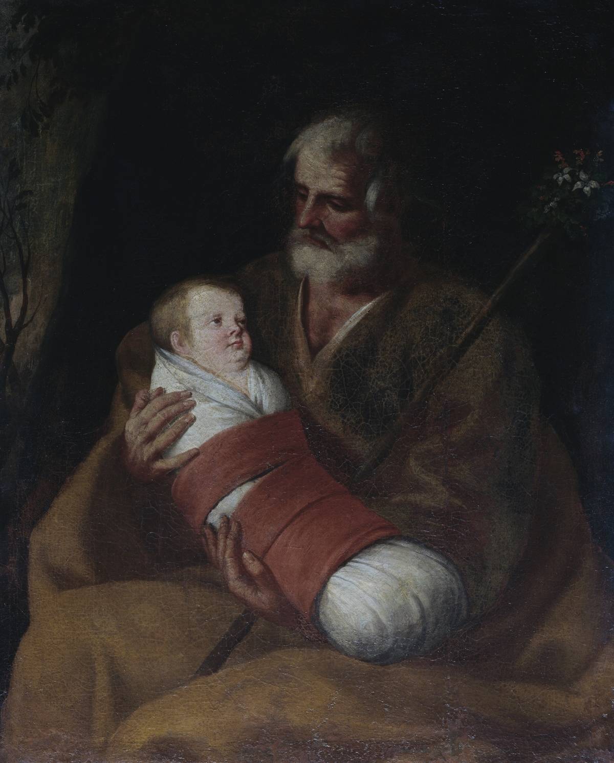 St Joseph with the Infant child, by Cesare Fracanzano (1605-1651), oil on canvas, Co-Cathedral of Our Lady of Nazareth, Barletta, Apulia. Italy, 17th century.