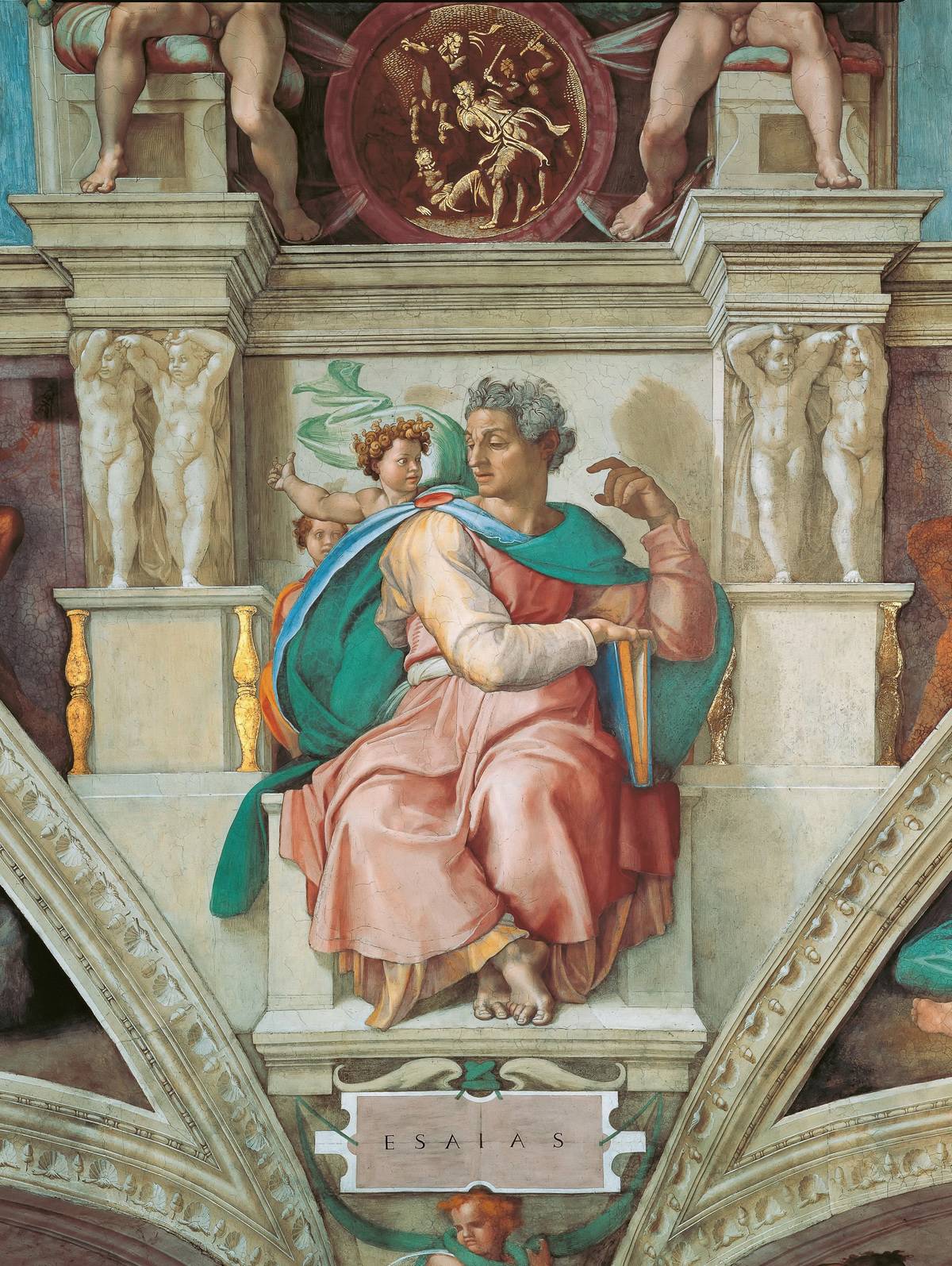 Prophets and Sibyls: Isaiah (Sistine Chapel ceiling in the Vatican), 1508-1512. Found in the collection of The Sistine Chapel, Vatican. Artist Buonarroti, Michelangelo (1475-1564).