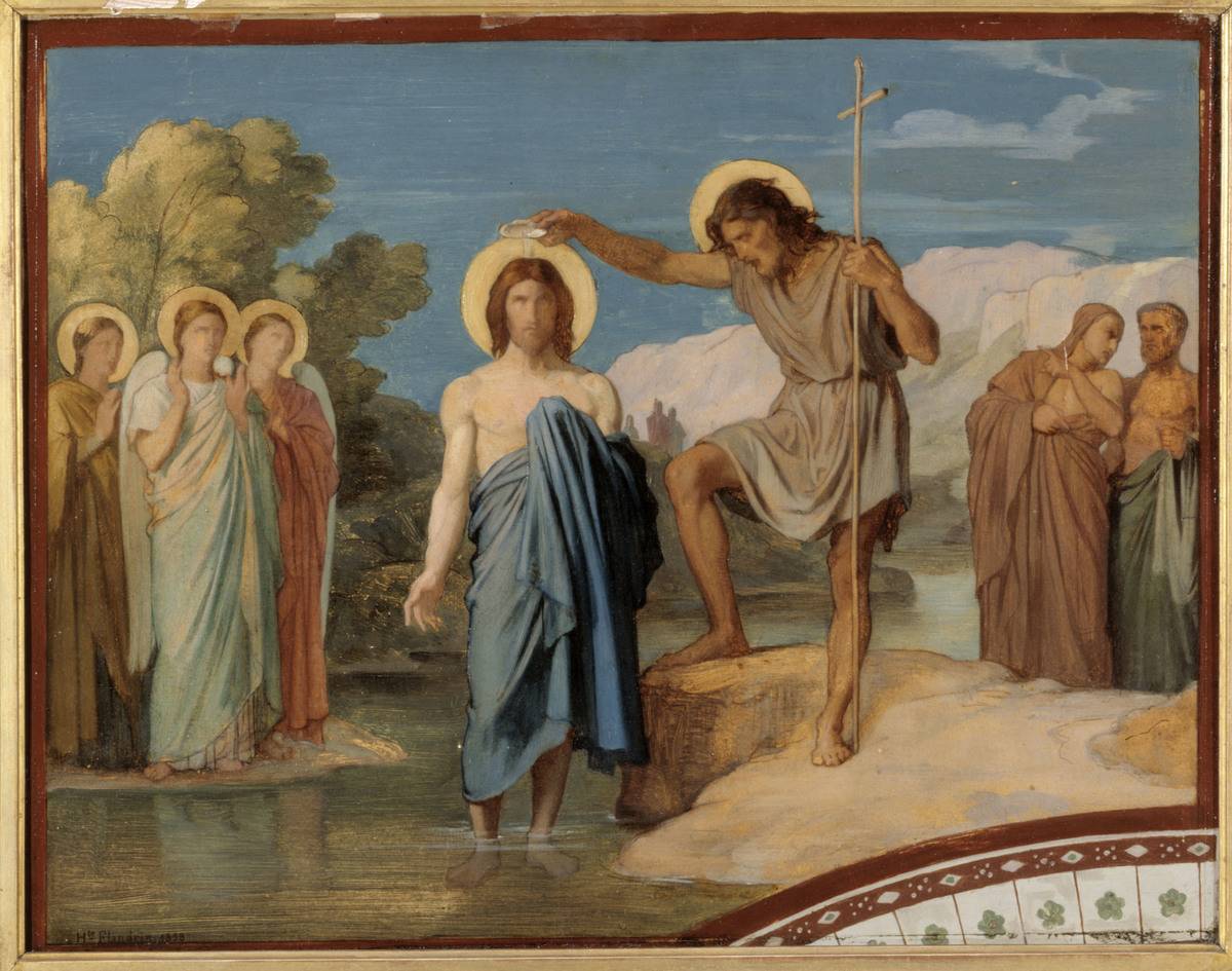 The Baptism of Christ. Sketch for decoration of the nave of Saint-Germain-des-Pres church, 1858. Artist Unknown.