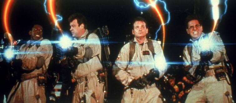 Ghostbusters zapping something with proton packs