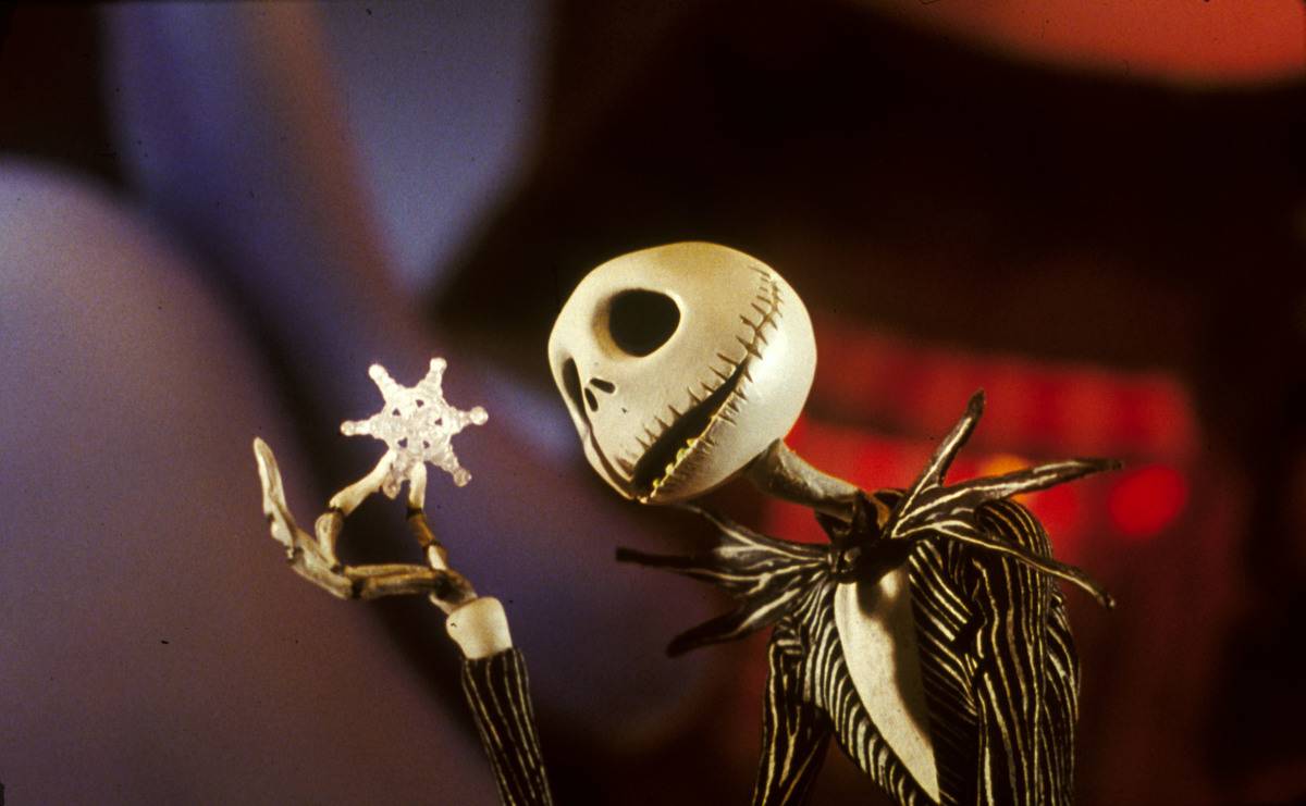 Jack Skellington looking at snowflake