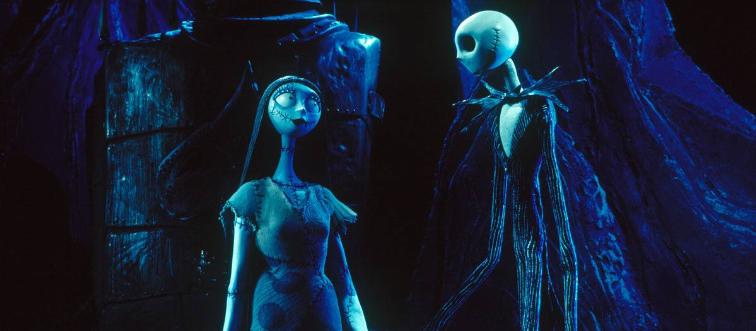 Jack Skellington and Sally holding hands