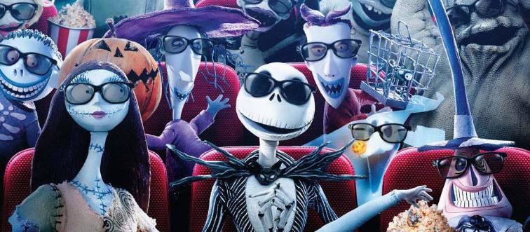 Nightmare Before Christmas characters at a movie theater