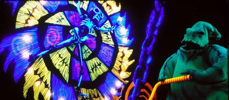 Oogie Boogie spinning roulette wheel with skeleton riding it