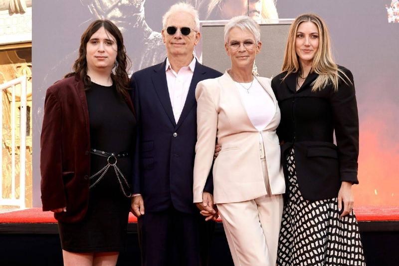 Jamie Lee Curtis Hand And Footprint In Cement Ceremony At TCL Chinese Theatre