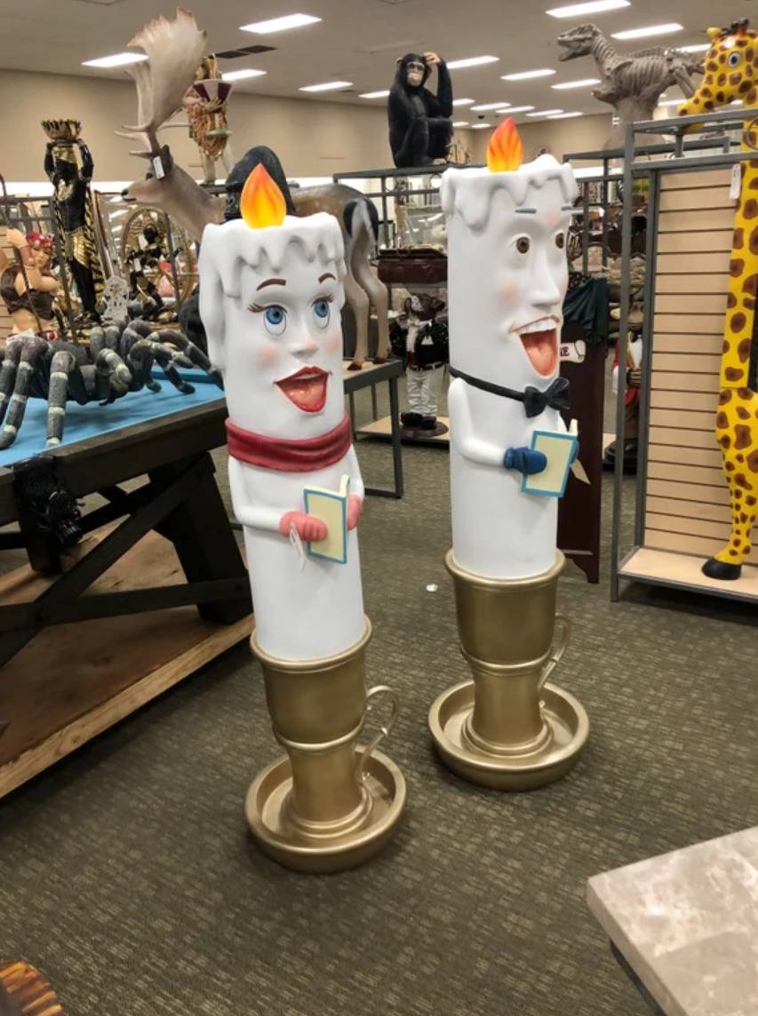 Christmas candle decorations singing in store