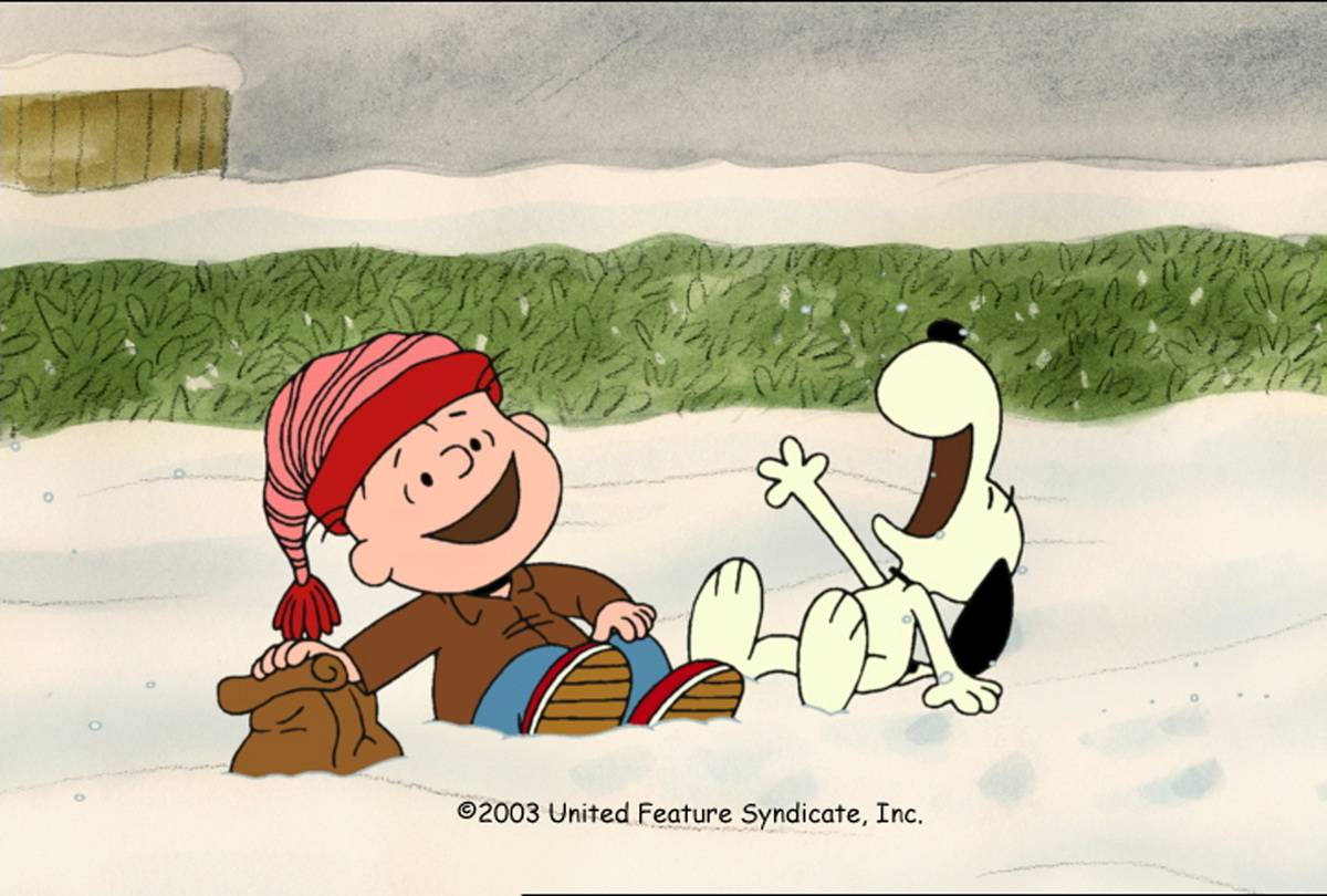 Rerun and Snoopy laughing in I Want A Dog For Christmas Charlie Brown