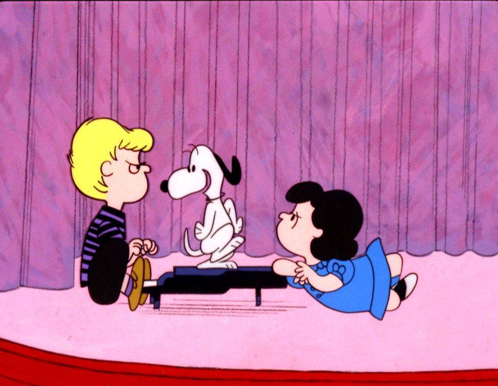 Snoopy dancing on Schroeder's piano in A Charlie Brown Christmas