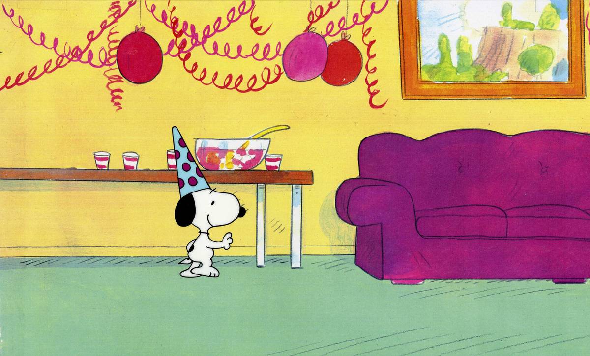 Snoopy wearing party hat in Happy New Year Charlie Brown