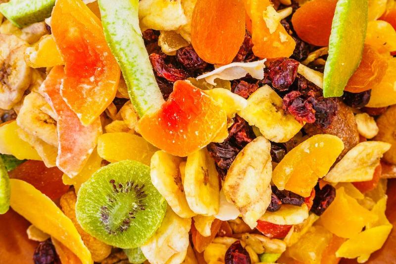 dried fruit dried fruit with kiwi, bananas, cranberries, and apricots