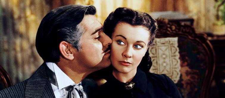 Clark Gable buryng his face in Vivien Leigh's cheek in Gone With The Wind