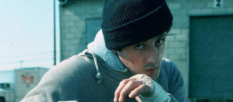 Sylvester Stallone shadowboxing as Rocky Balboa