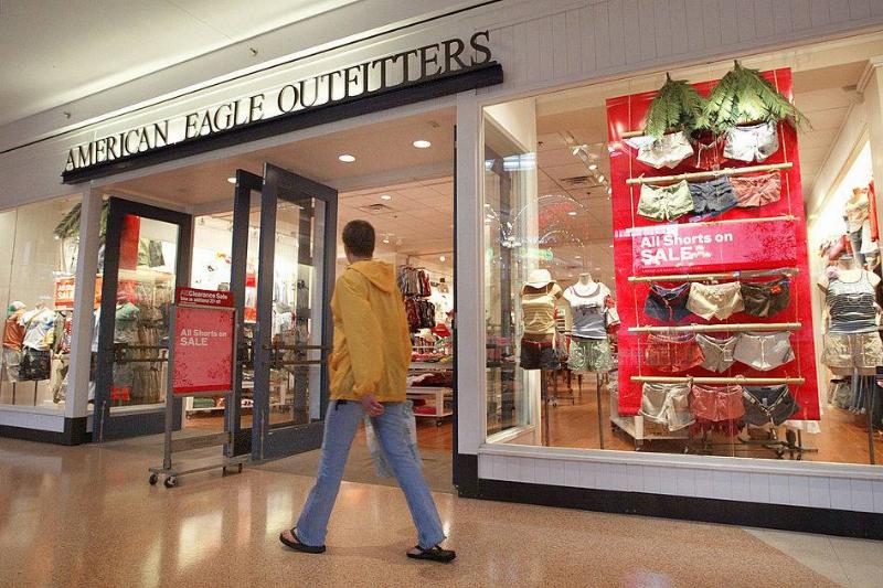 american eagle 50838071 A shopper walks past an American Eagle Outfitters clothing store