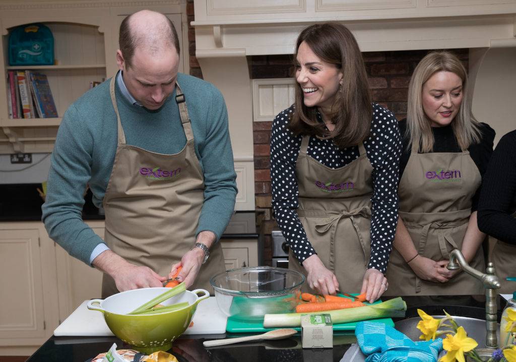 kate and william chopping veggies